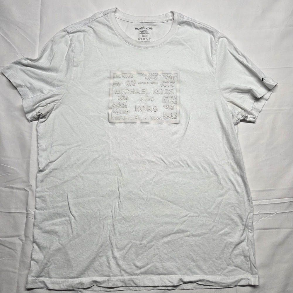 Michael Kors White Shirt Raised Letters MK X-Large